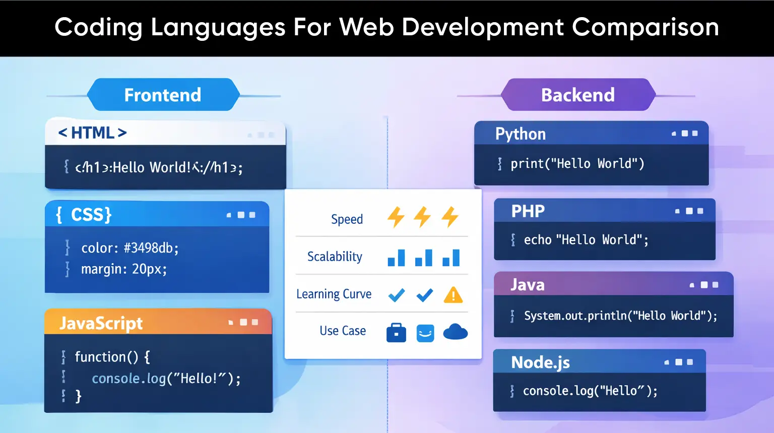 Coding languages for web development comparison