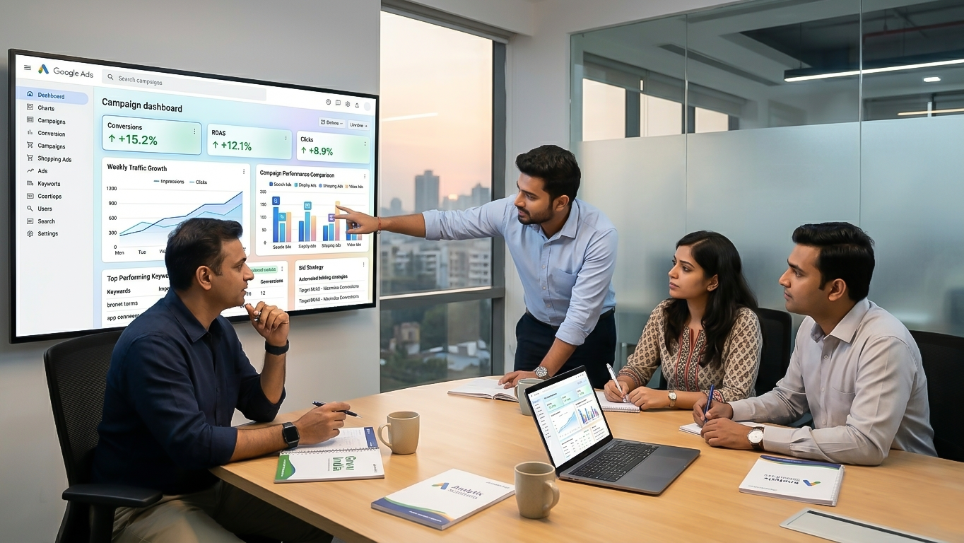 PPC campaign results dashboard showing quick conversions in digital marketing