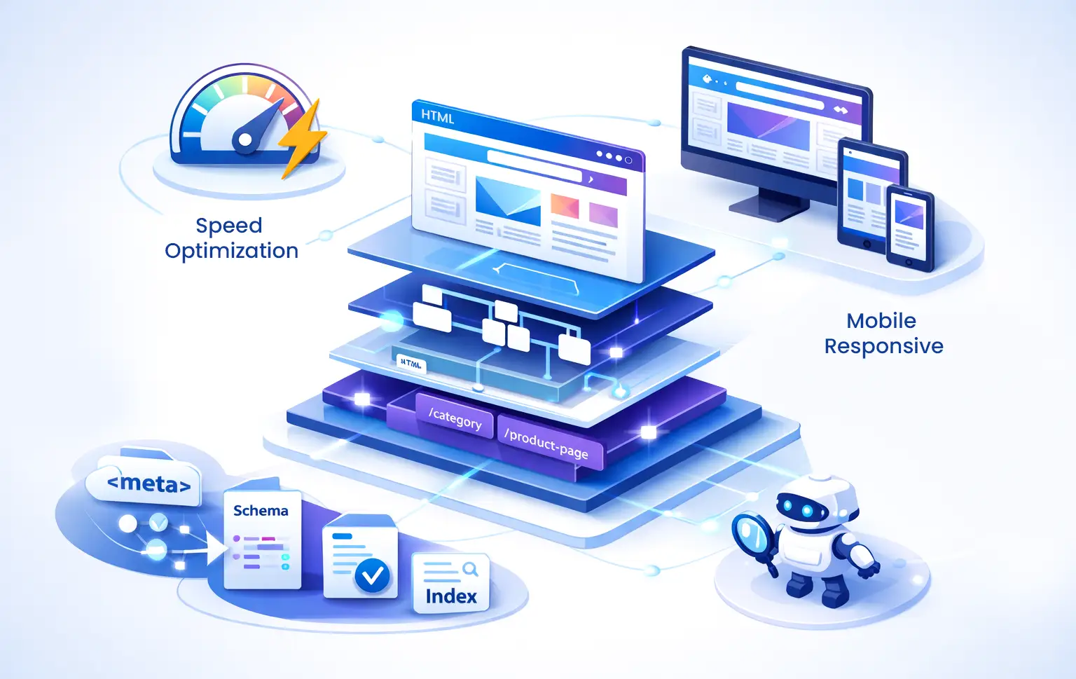 Technical SEO elements integrated in website design and development