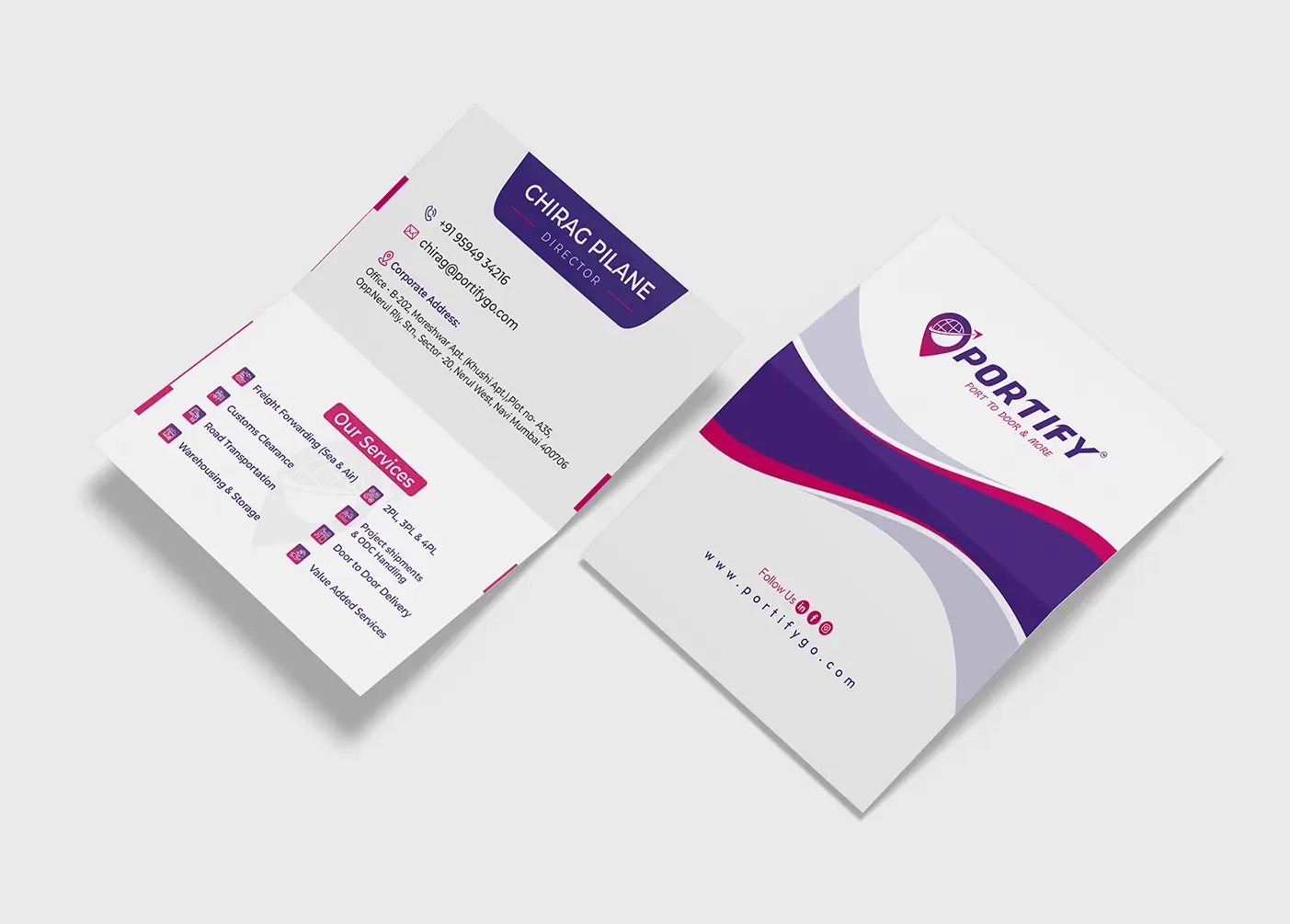 Portify branded visiting card design